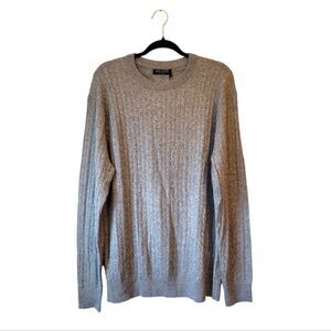 Kallspin Men's Light Grey Cable Knitnwool Blend Sweater LT NWT